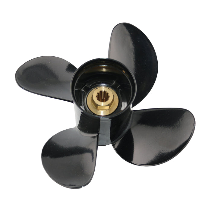 Captain Propeller 10x11 / 10x12 / 10x13 / 10x14 Fit Mercury Outboard Engine 9.9-25HP Aluminum 10 Spline Tooth Spline RH 4 Blades Prop