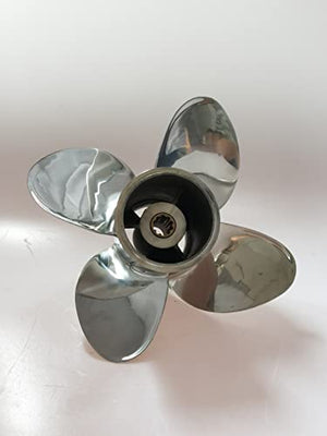 CAPTAIN Propeller Fit Honda Outboard Engine 25hp 30hp 10 Tooth Spline 4 Blade Steel Stainless