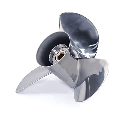 CAPTAIN Stainless Steel Outboard Propeller, 13 1/4 Diameter x 17 Pitch fit Johnson Evinrude 45 50 55 60 65 70 75 85 88 90 100 110 112 115 120 125 135 HP Engines, 13 Spline Tooth RH Boat Prop