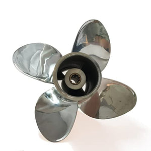 CAPTAIN Propeller Fit Honda Outboard Engine 25hp 30hp 10 Tooth Spline 4 Blade Steel Stainless