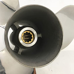 CAPTAIN Propeller 9 7/8x12 Fit Yamaha Outboard Engine 20hp 25hp f25hp 30hp 10 Tooth Spline 664-45954-00-EL Stainless Steel