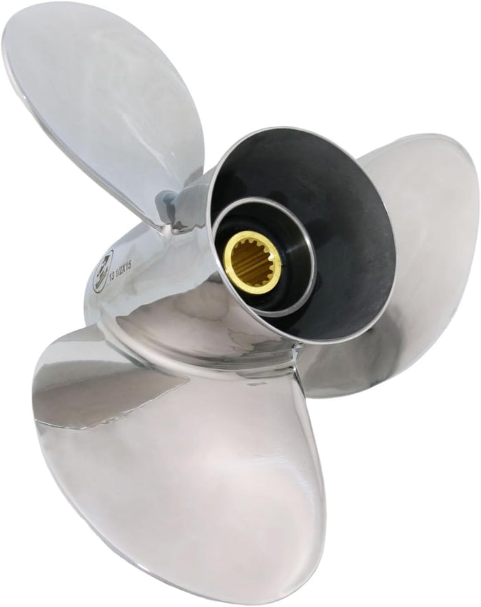 CAPTAIN Boat Propeller fit Yamaha 115p 60 75 90 100 115 125 HP Outboard Engines, Stainless Steel 15 Spline Tooth Prop, RH, OEM