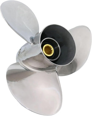 CAPTAIN Boat Propeller fit Yamaha 115p 60 75 90 100 115 125 HP Outboard Engines, Stainless Steel 15 Spline Tooth Prop, RH, OEM