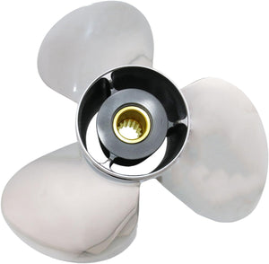 CAPTAIN Boat Propeller fit Yamaha 115p 60 75 90 100 115 125 HP Outboard Engines, Stainless Steel 15 Spline Tooth Prop, RH, OEM