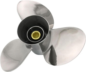 CAPTAIN Boat Propeller fit Yamaha 115p 60 75 90 100 115 125 HP Outboard Engines, Stainless Steel 15 Spline Tooth Prop, RH, OEM