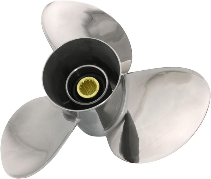 CAPTAIN Boat Propeller fit Yamaha 115p 60 75 90 100 115 125 HP Outboard Engines, Stainless Steel 15 Spline Tooth Prop, RH, OEM