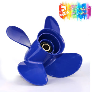 CAPTAIN Outboard Propeller Replace for Mercury 25-60 HP, 4-Blade 10.3" x 13" Pitch Aluminium Boat Propellers, OEM No.48-8M8026630, 13 Tooth Splines, RH (Ocean Blue)