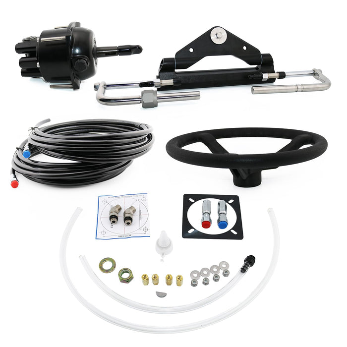 CAPTAIN Hydraulic Steering Kit for 100HP Outboard - Marine-Grade Boat Hydraulic Steering System with Helm Pump and Cylinder